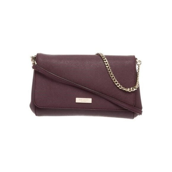 kate spade Handbags - Kate Spade Burgundy Leather Crossbody Clutch Bag With Gold Chain Strap & Printed